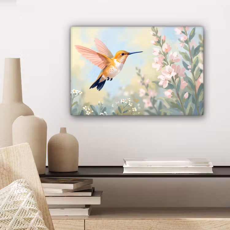 Canvas schilderij - Kolibrie - Illustratie - Kleurrijk — 5
