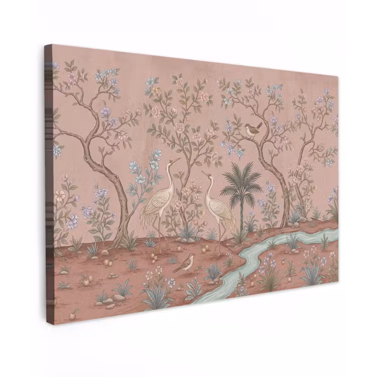 Canvas schilderij - Nostalgisch - Reigers - Roze — 1