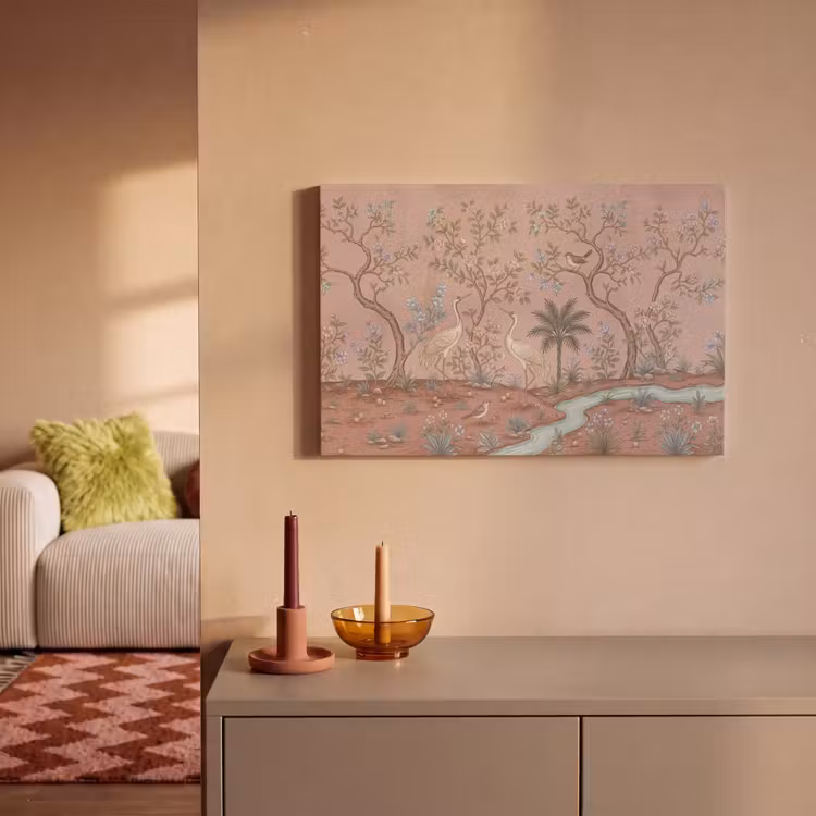 Canvas schilderij - Nostalgisch - Reigers - Roze — 2