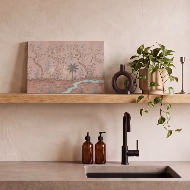 Canvas schilderij - Nostalgisch - Reigers - Roze — 3