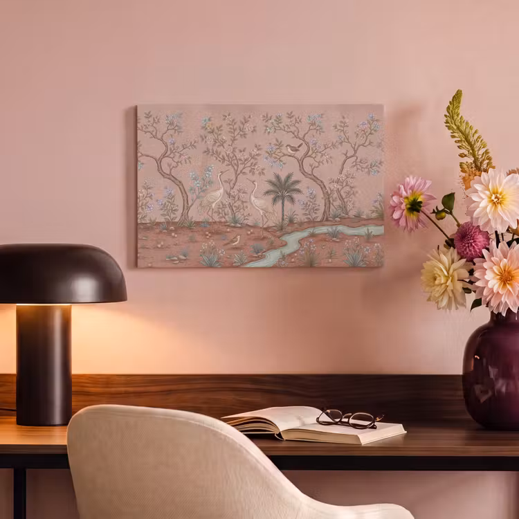 Canvas schilderij - Nostalgisch - Reigers - Roze — 4