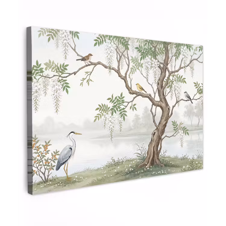 Canvas schilderij - Reiger - Landschap - Groen — 1