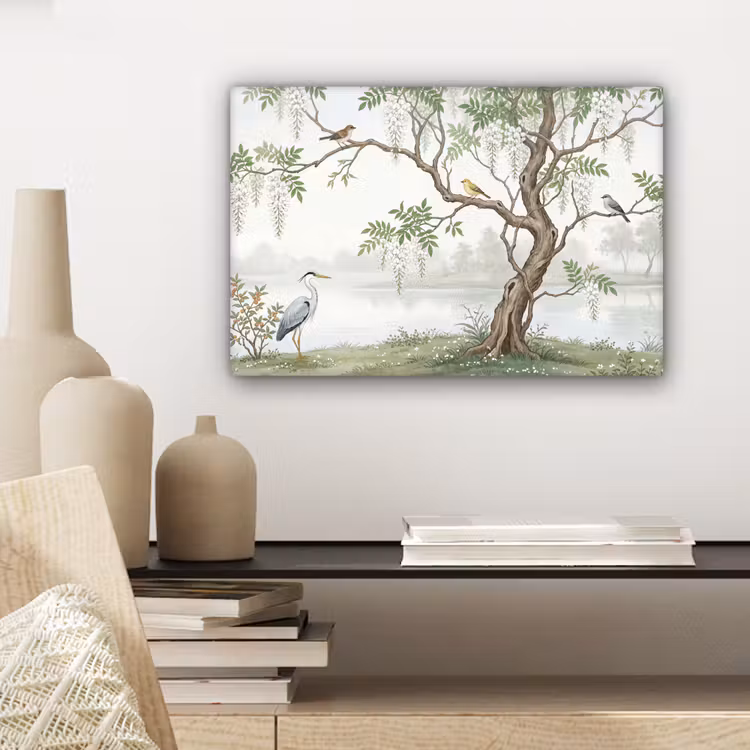 Canvas schilderij - Reiger - Landschap - Groen — 5