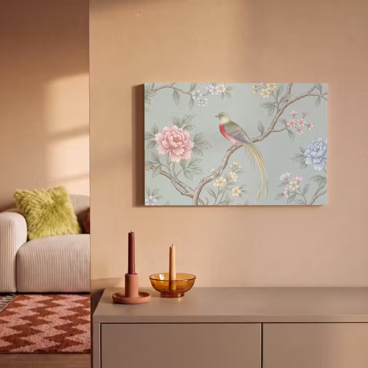 Canvas schilderij - Vogel - Bloemen - Kleurrijk — 2