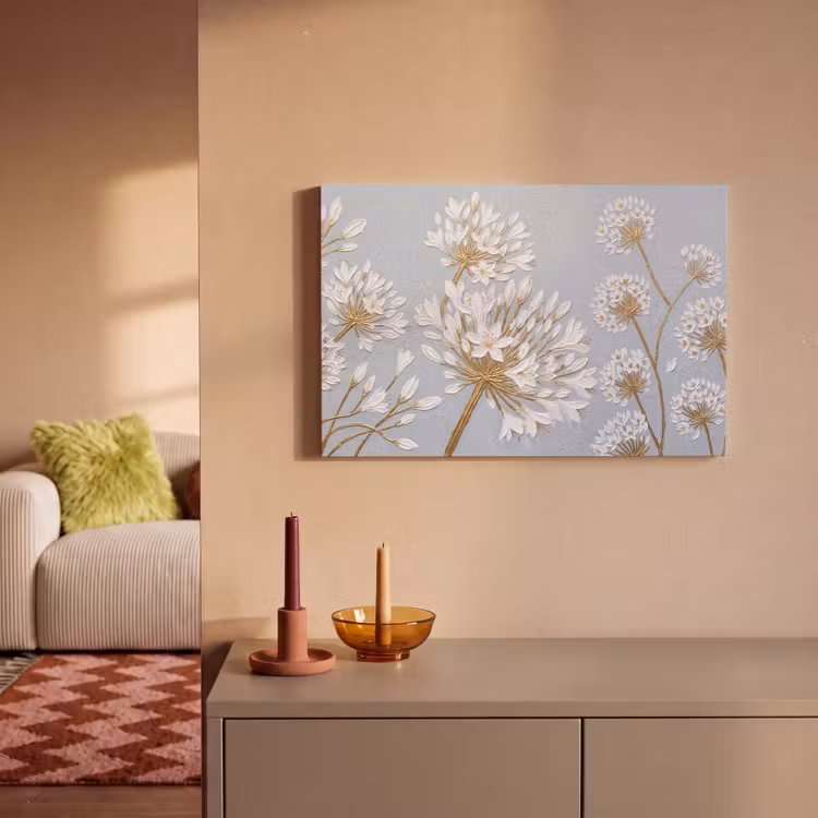 Canvas schilderij - Illustratie - Bloemen - Blauw — 2