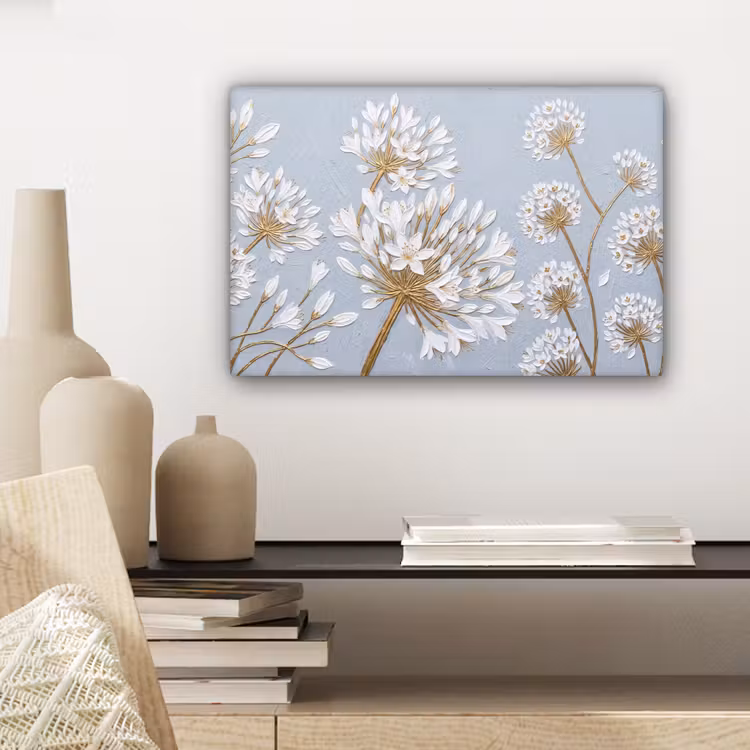 Canvas schilderij - Illustratie - Bloemen - Blauw — 5