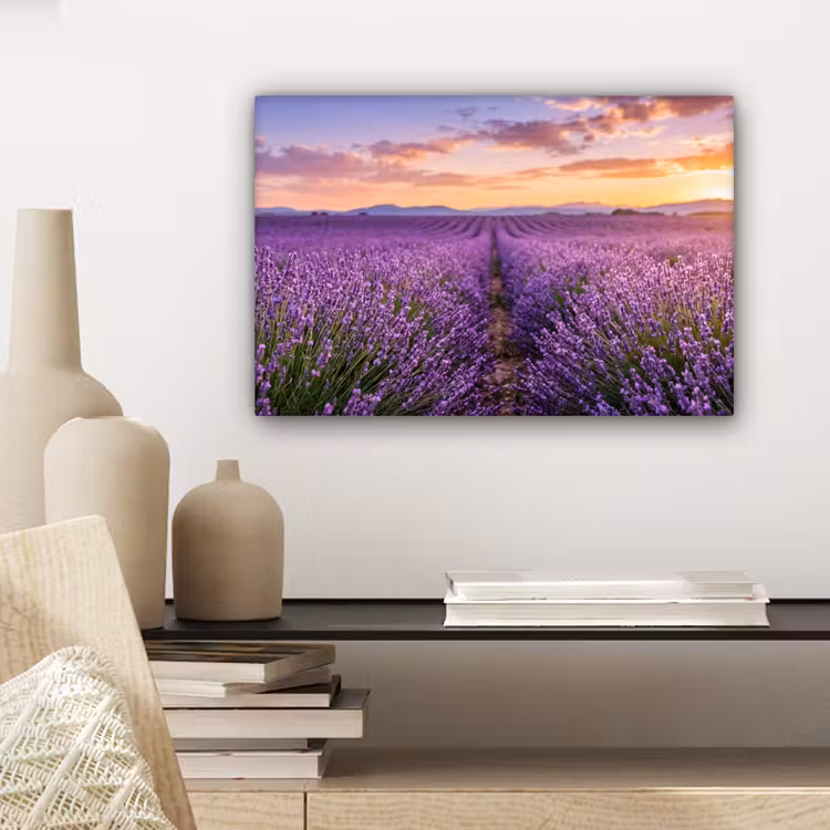 Canvas schilderij - Lavendel - Veld - Natuur - Paars — 5