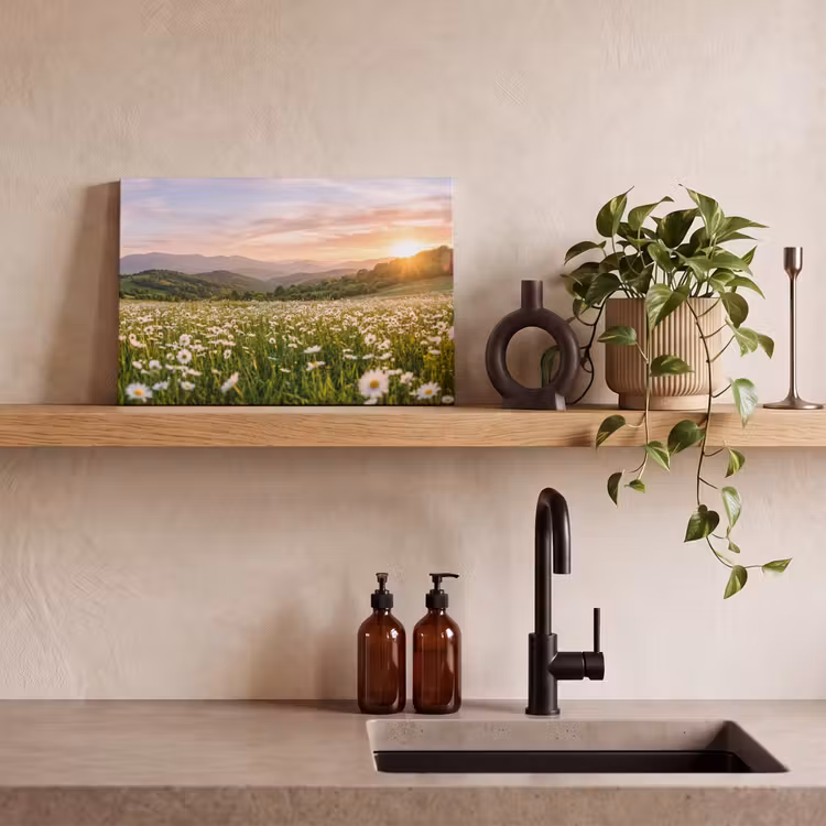 Canvas schilderij - Madelief - Veld - Heuvels - Groen — 3