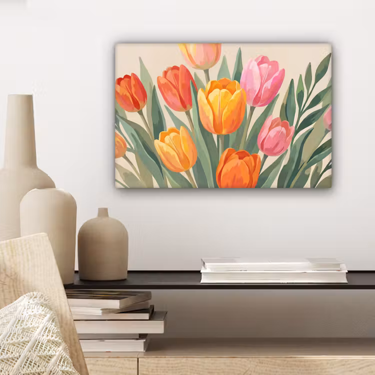 Canvas schilderij - Tulpen - Abstract - Kleurrijk — 5
