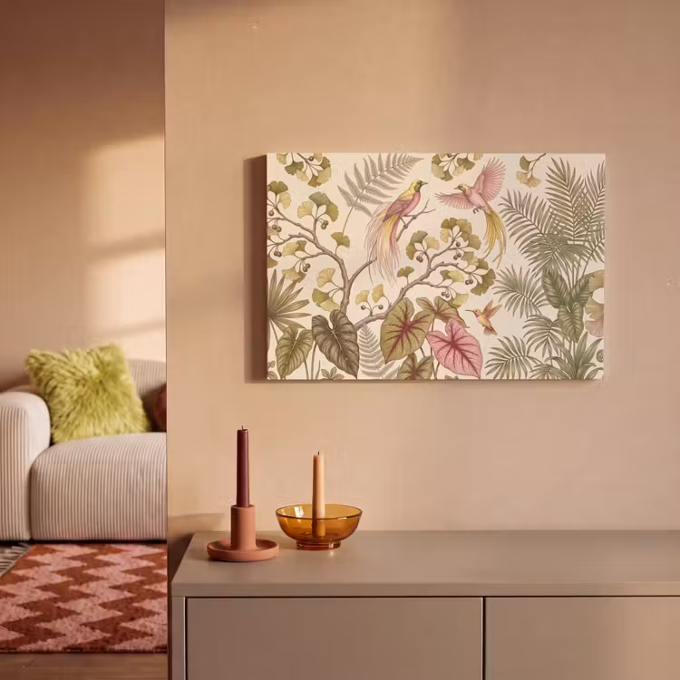 Canvas schilderij - Vogels - Tropisch - Botanisch - Roze — 2