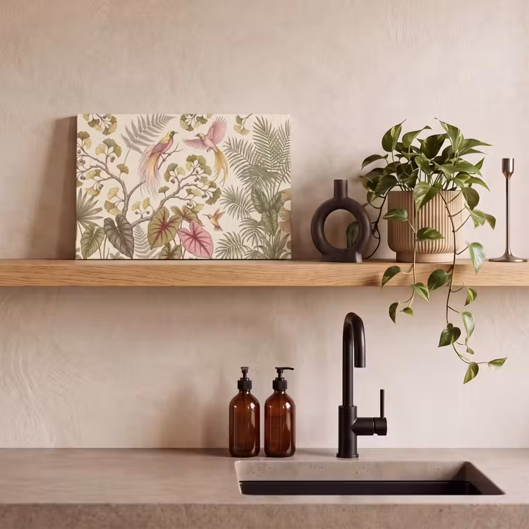 Canvas schilderij - Vogels - Tropisch - Botanisch - Roze — 3