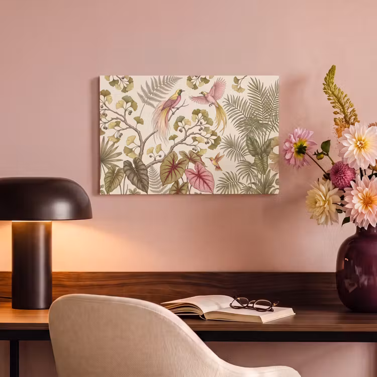 Canvas schilderij - Vogels - Tropisch - Botanisch - Roze — 4