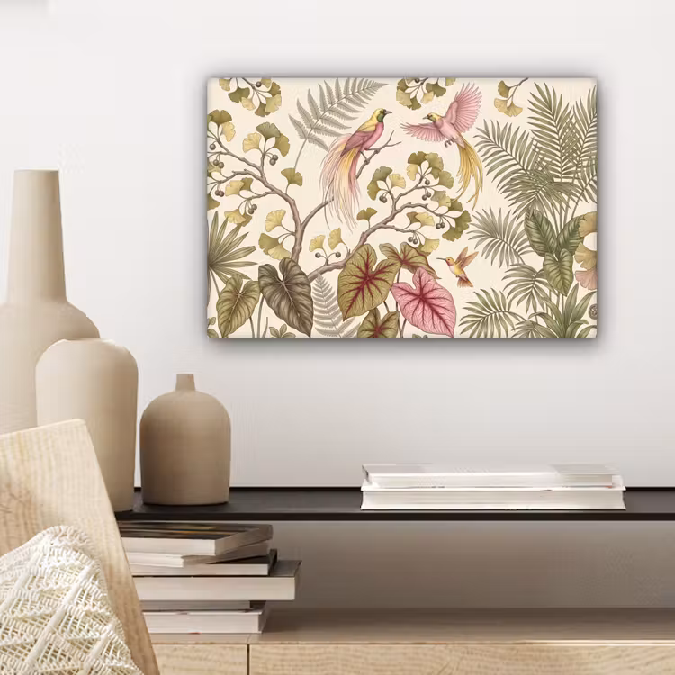 Canvas schilderij - Vogels - Tropisch - Botanisch - Roze — 5