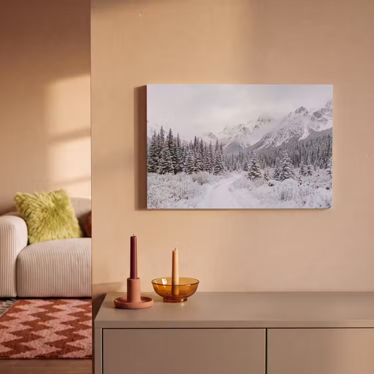 Canvas schilderij - Weg - Bergen - Sneeuw - Naaldbos - Avontuurlijk — 2
