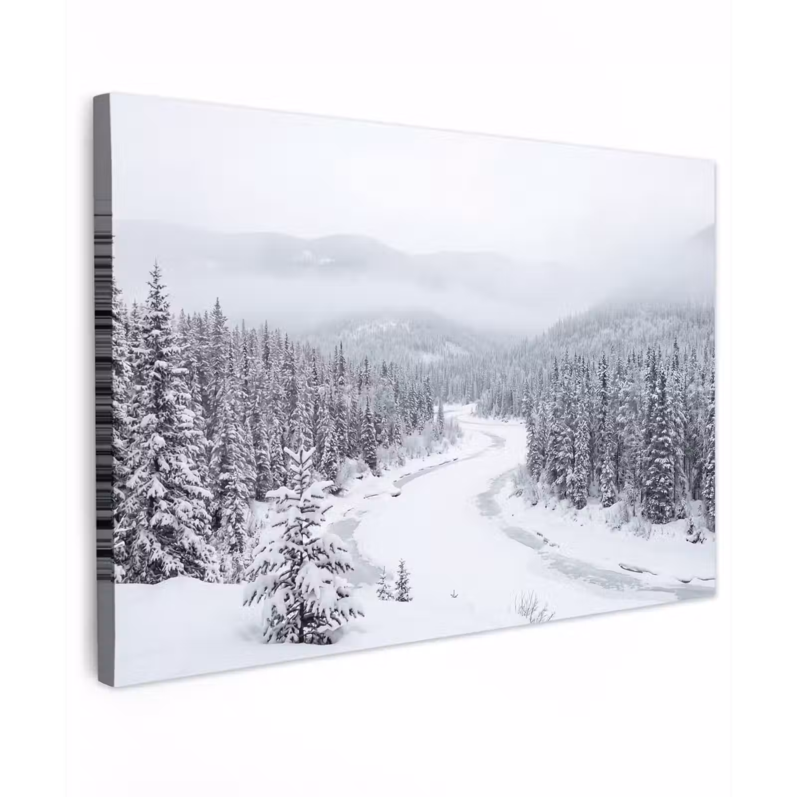 Canvas schilderij - Rivier - Bevroren - Landschap - Winter — 1