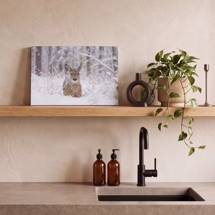 Canvas schilderij - Hert - Sneeuw - Bos - Dieren - Vertederend — 3