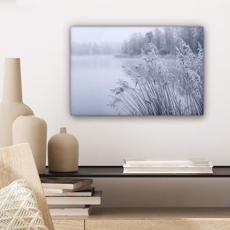 Canvas schilderij - Riet - Bevroren - Winter - Natuur — 5