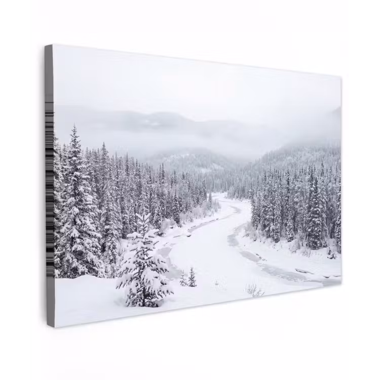 Canvas schilderij - Rivier - Bevroren - Landschap - Winter — 1
