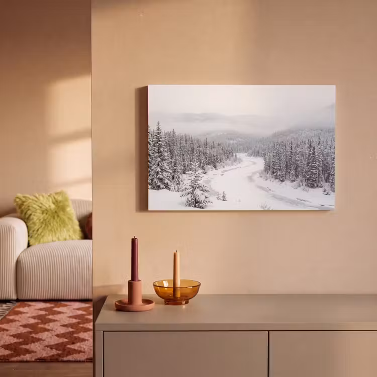 Canvas schilderij - Rivier - Bevroren - Landschap - Winter — 2