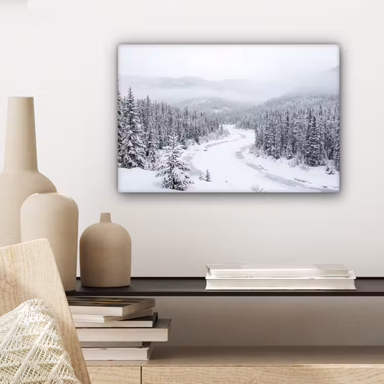 Canvas schilderij - Rivier - Bevroren - Landschap - Winter — 5