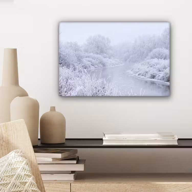 Canvas schilderij - Rivier - Sneeuw - Bos - Winter - Schilderachtig — 5