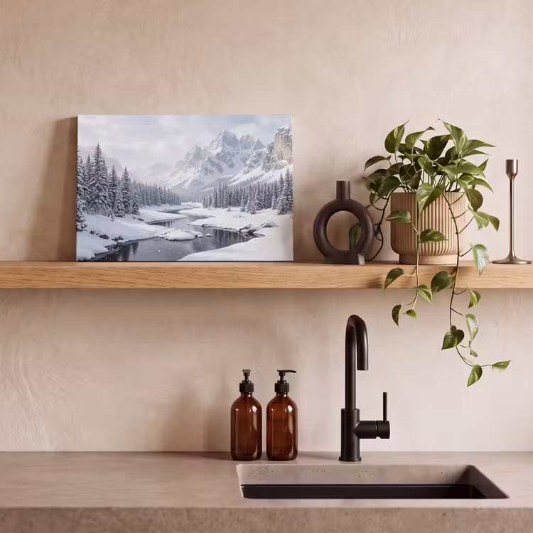 Canvas schilderij - Sneeuwlandschap - Bergen - Rivier - Winter — 3
