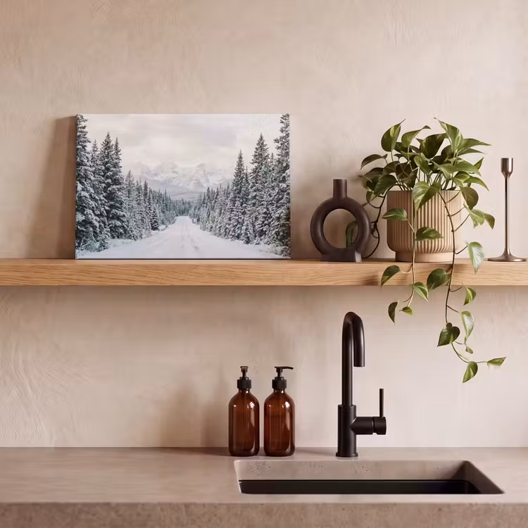 Canvas schilderij - Weg - Sneeuw - Naaldbos - Winter - Avontuurlijk — 3