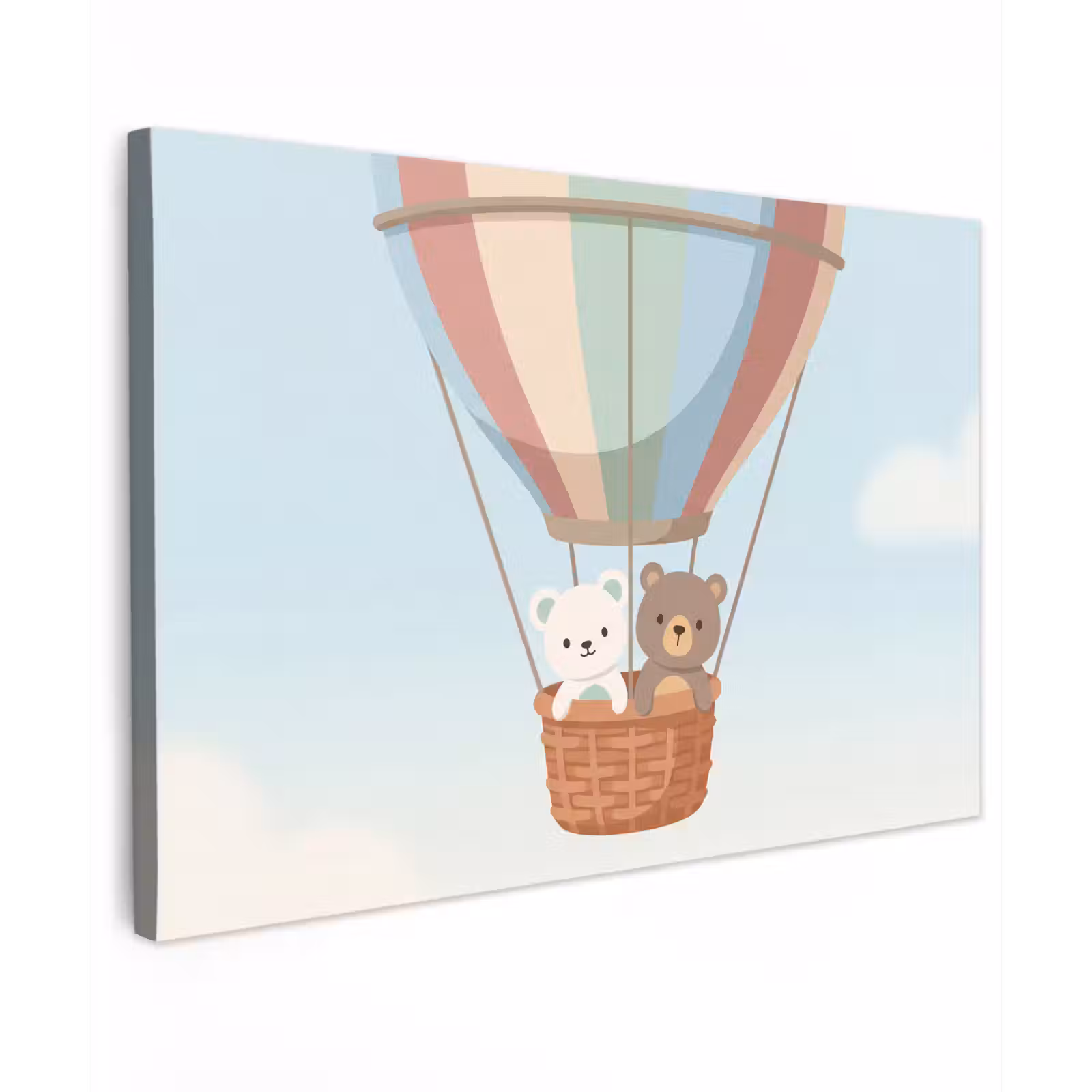 Canvas schilderij - Luchtballon - Beren - Pastel — 1