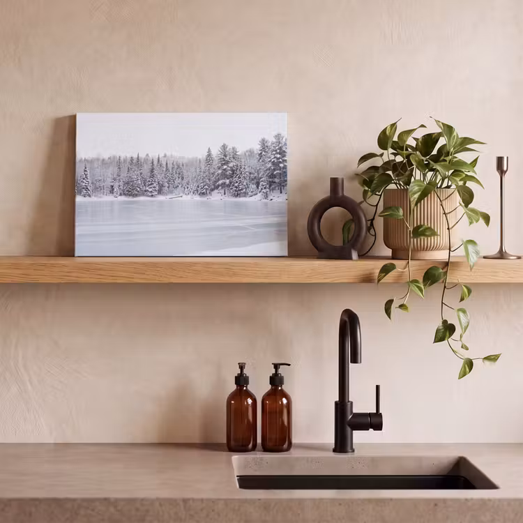 Canvas schilderij - Meer - Dennen - IJs - Winter - Rustgevend — 3