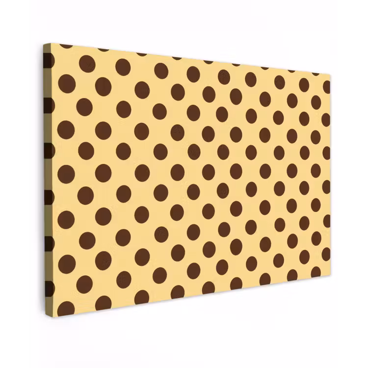 Canvas schilderij - Polka Dot - Stippen - Retro - Geel - Bruin — 1