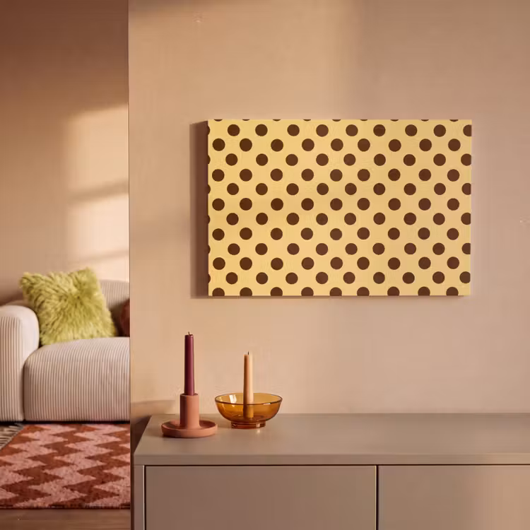 Canvas schilderij - Polka Dot - Stippen - Retro - Geel - Bruin — 2