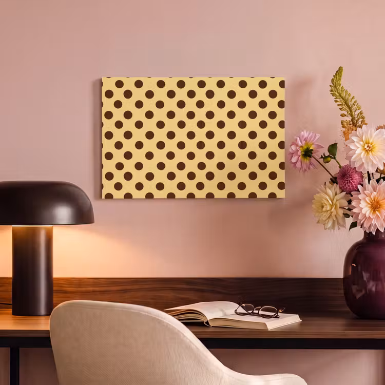 Canvas schilderij - Polka Dot - Stippen - Retro - Geel - Bruin — 4