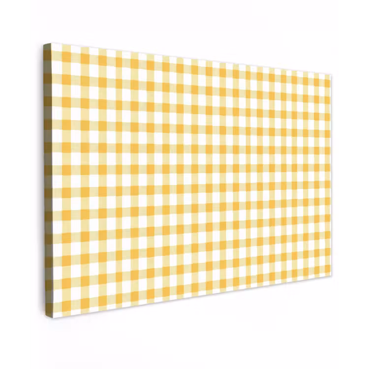 Canvas schilderij - Ruit - Gingham - Klassiek - Geel en Wit — 1
