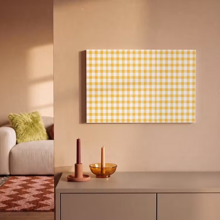 Canvas schilderij - Ruit - Gingham - Klassiek - Geel en Wit — 2