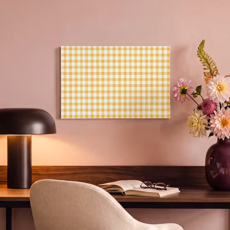 Canvas schilderij - Ruit - Gingham - Klassiek - Geel en Wit — 4
