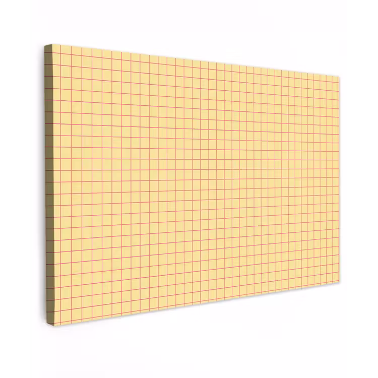 Canvas schilderij - Ruitjes - Grid - Minimalistisch - Geel - Roze — 1