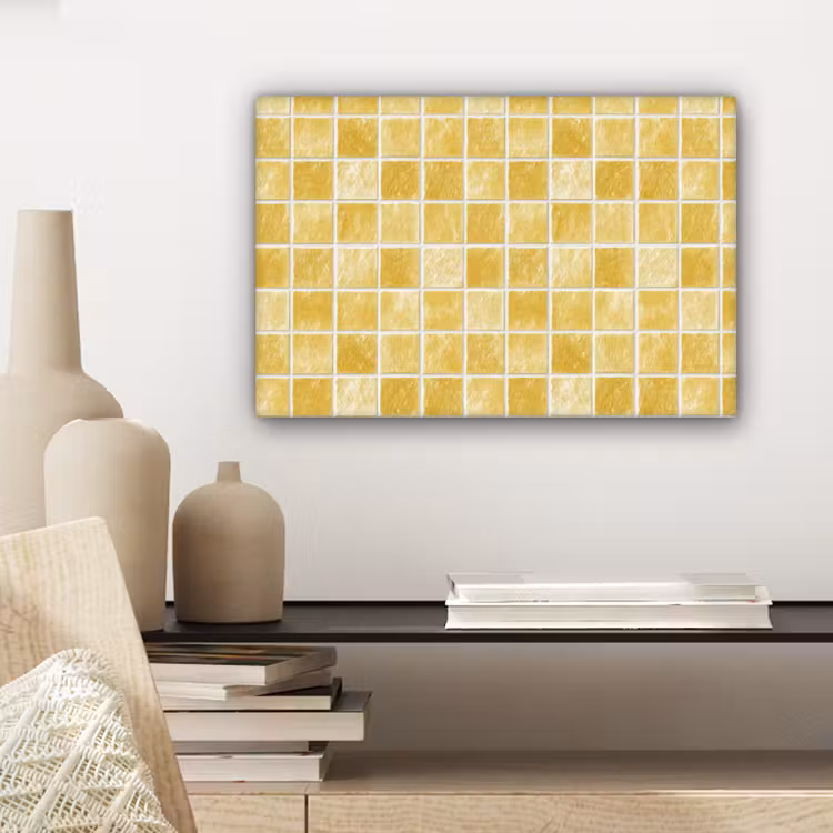 Canvas schilderij - Tegels - Mozaïek - Textuur - Goudgeel — 5