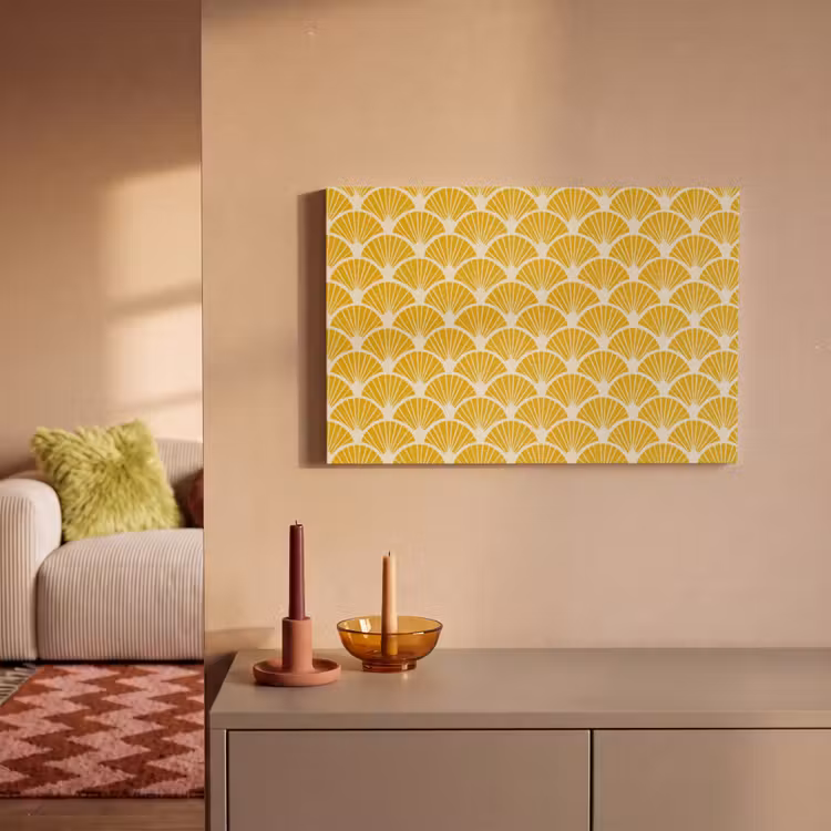 Canvas schilderij - Waaiers - Art Deco - Retro - Okergeel — 2
