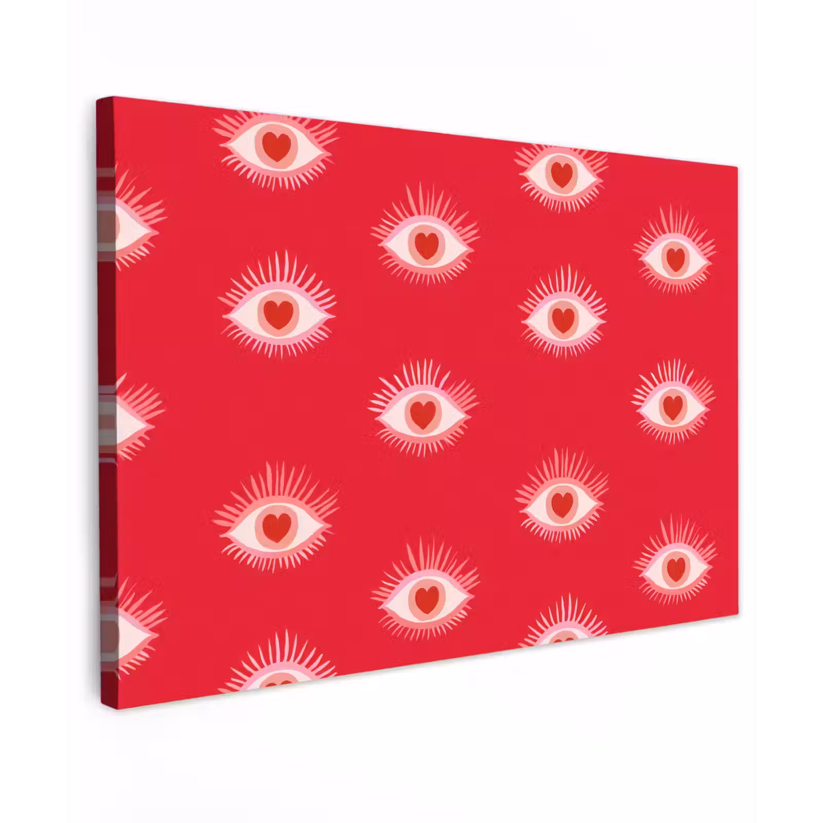 Canvas schilderij - Ogen - Hart - Abstract - Rood - Roze — 1