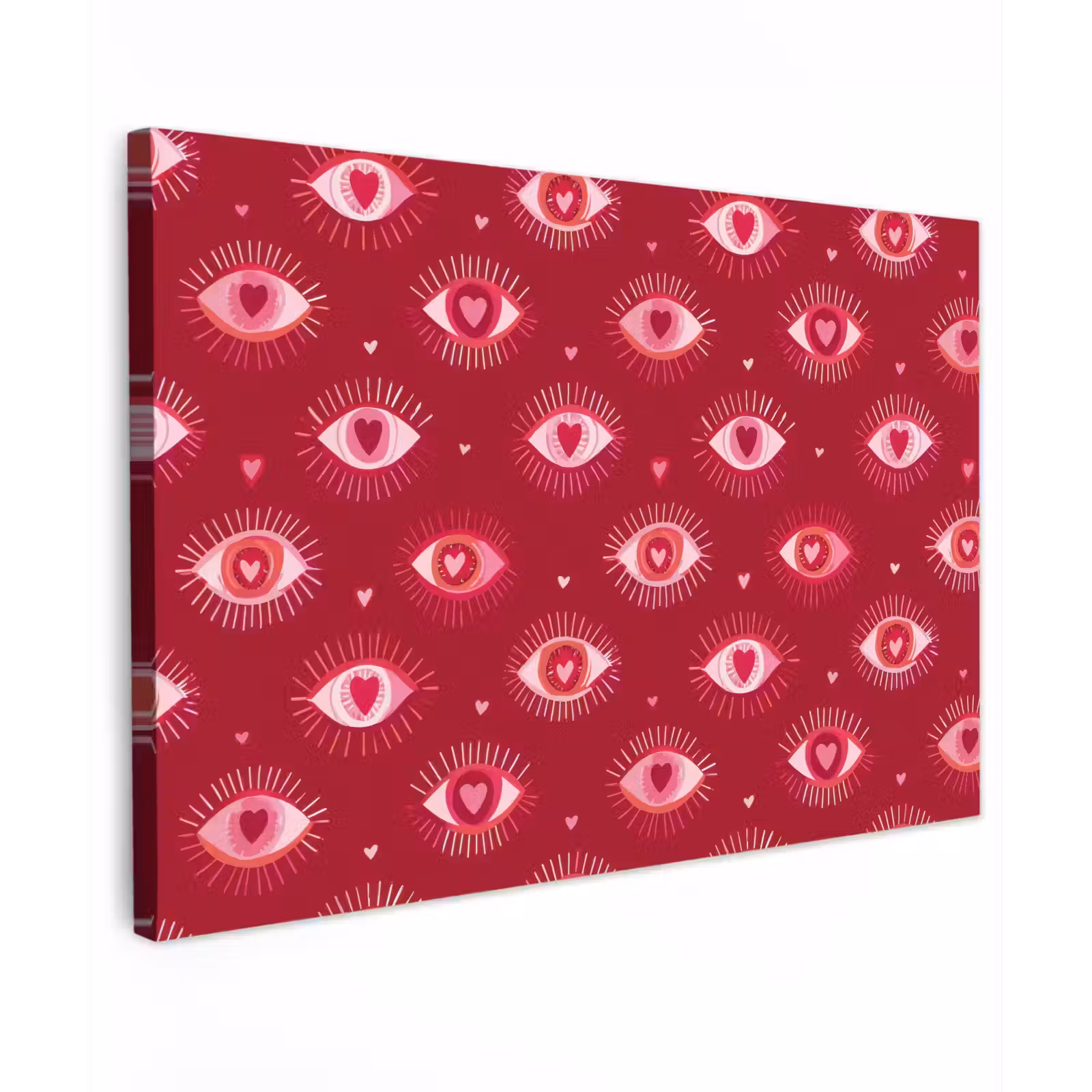 Canvas schilderij - Ogen - Patroon - Roze - Donkerrood — 1