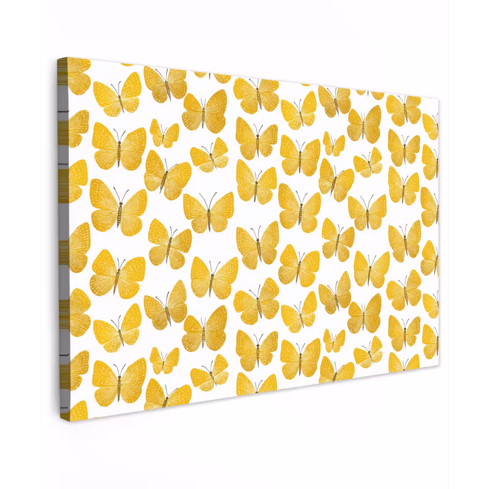 Canvas schilderij - Vlinders - Botanisch - Illustratie - Geel - Wit — 1