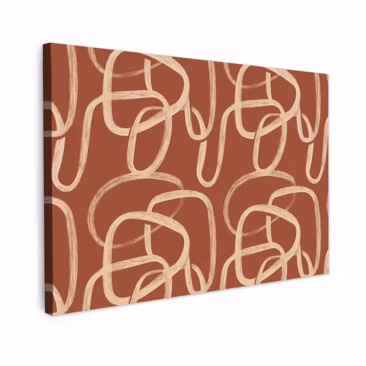 Canvas schilderij - Lijnen - Abstract - Organisch - Terracotta - Crème — 1