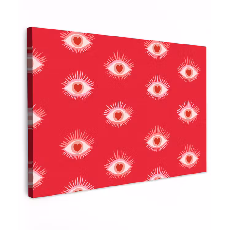 Canvas schilderij - Ogen - Hart - Abstract - Rood - Roze — 1
