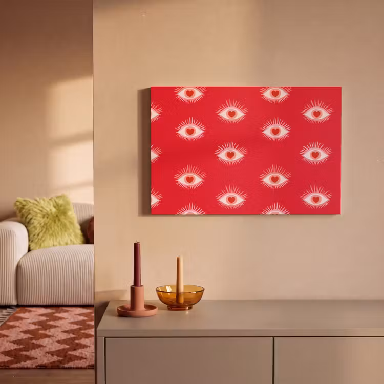 Canvas schilderij - Ogen - Hart - Abstract - Rood - Roze — 2