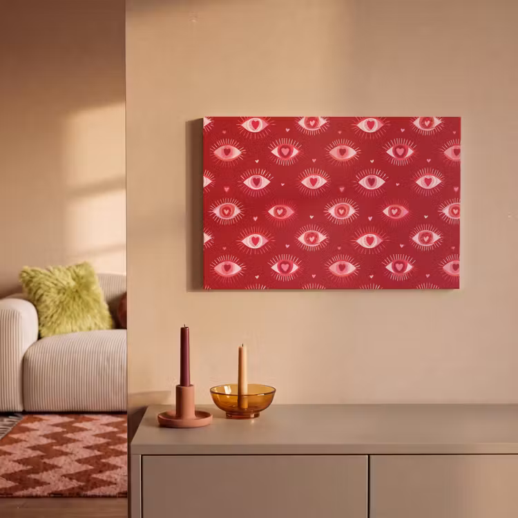 Canvas schilderij - Ogen - Patroon - Roze - Donkerrood — 2