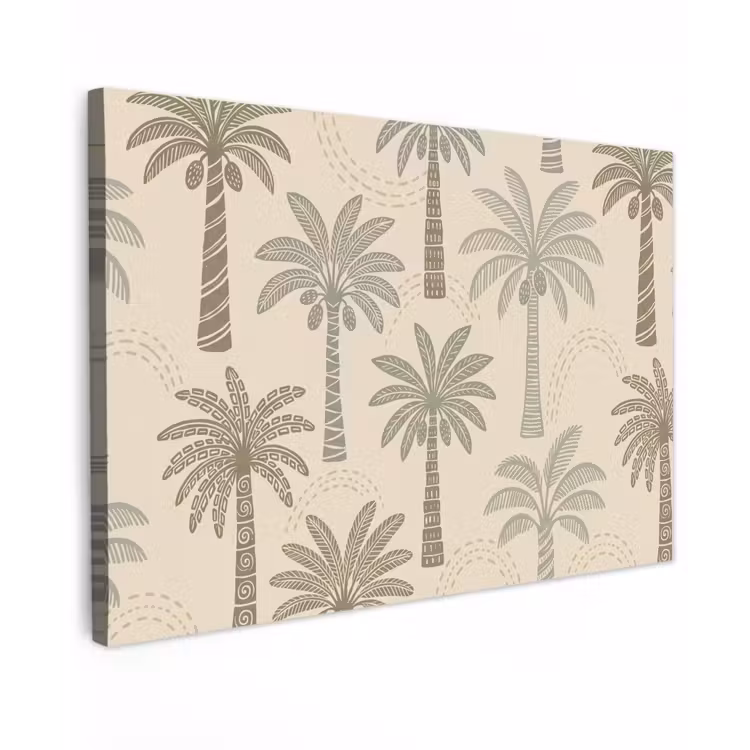 Canvas schilderij - Palmbomen - Patroon - Tropisch - Beige — 1