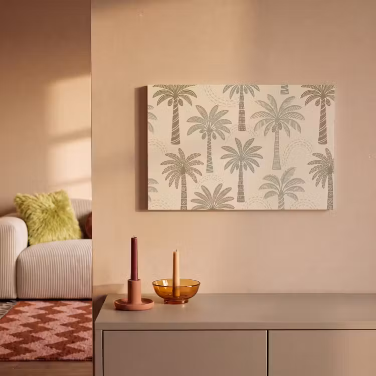 Canvas schilderij - Palmbomen - Patroon - Tropisch - Beige — 2