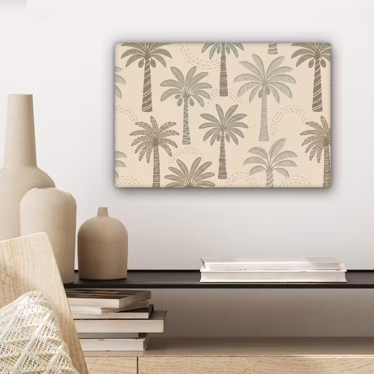 Canvas schilderij - Palmbomen - Patroon - Tropisch - Beige — 5