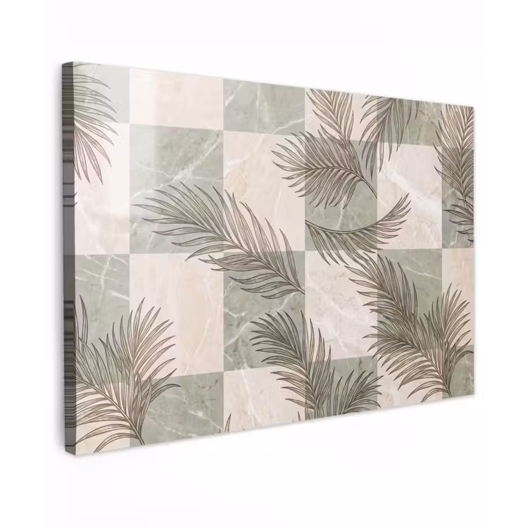 Canvas schilderij - Planten - Bladeren - Marmer - Modern - Groen — 1
