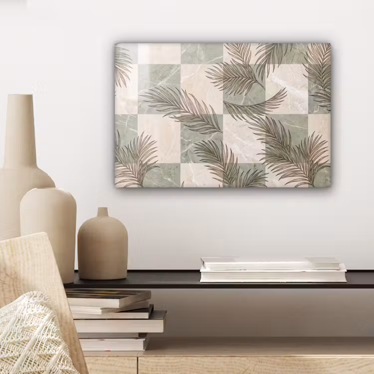 Canvas schilderij - Planten - Bladeren - Marmer - Modern - Groen — 5